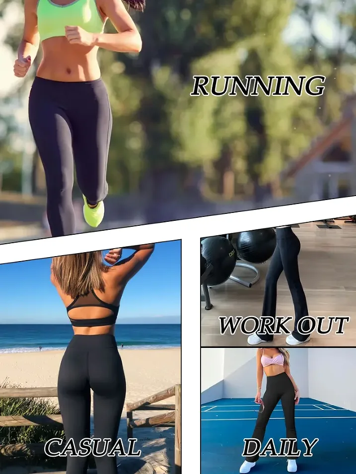 4pcs Butt-Lifting Flare Yoga Pants High Waist, Ultra Stretch, Naked Feel Leggings For Women view 2