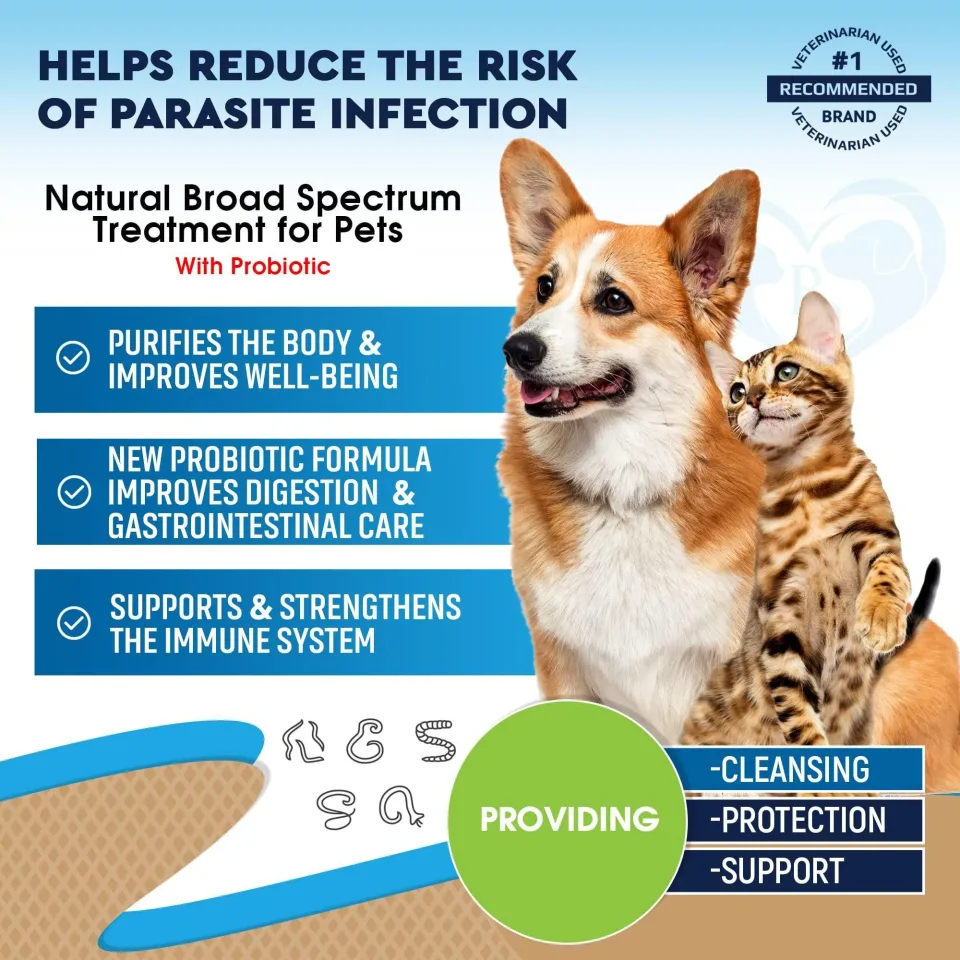 Cats And Dogs Natural Worm Treatment With Probiotic Liquid Herbal Medicine Prevention Medication Supplement Drops For Kitten And Puppies For view 3
