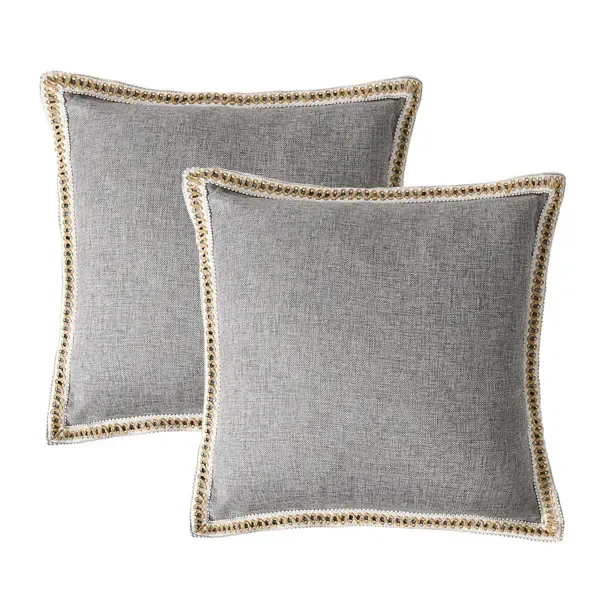 A Set Of Two-piece Retro Linen Trimmed Pillowcases view 2