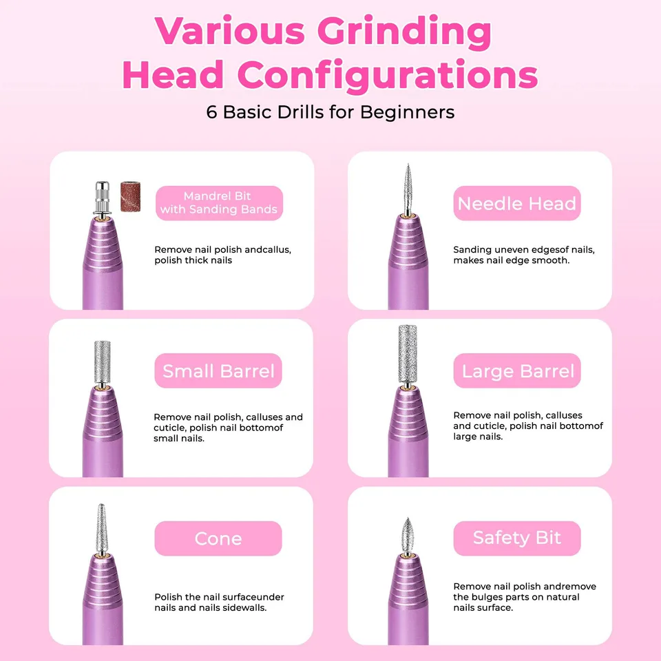 Professional Portable Electric Nail File Kit, Manicure With Nail Drill Bits view 2