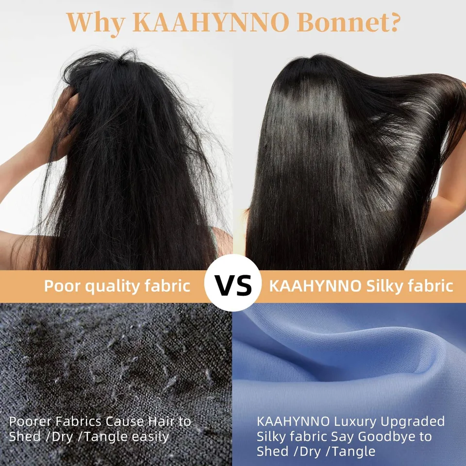 Silk Bonnet, Satin Hair Bonnet For Sleeping For Wavy Curly Natural Hair view 2