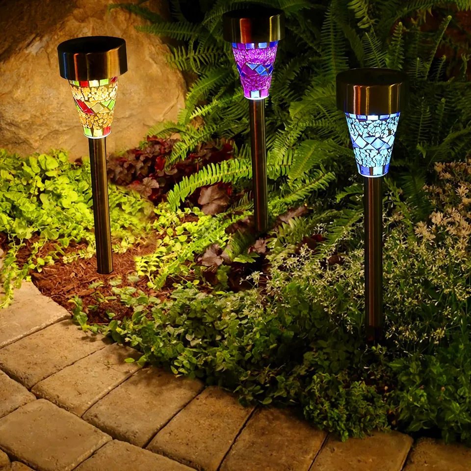 6 Packs Mosaic Solar Pathway Lights IP44 Waterproof For Yard Driveway Walkway view 2