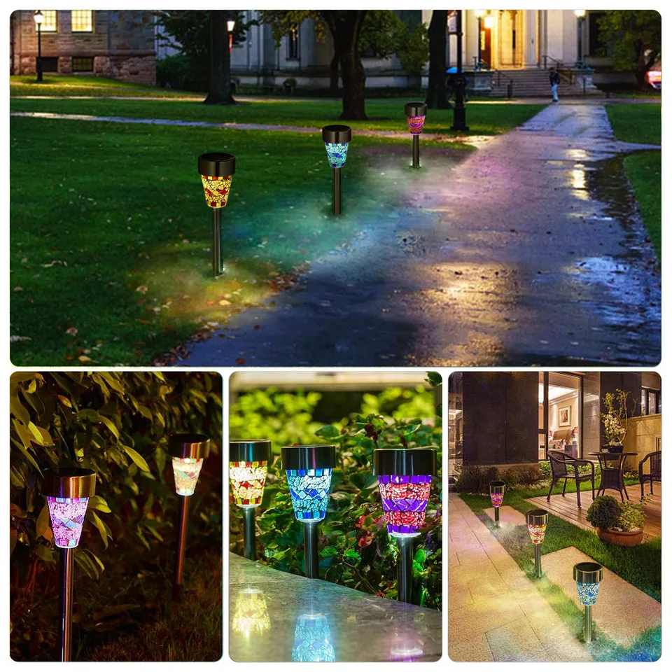6 Packs Mosaic Solar Pathway Lights IP44 Waterproof For Yard Driveway Walkway view 4