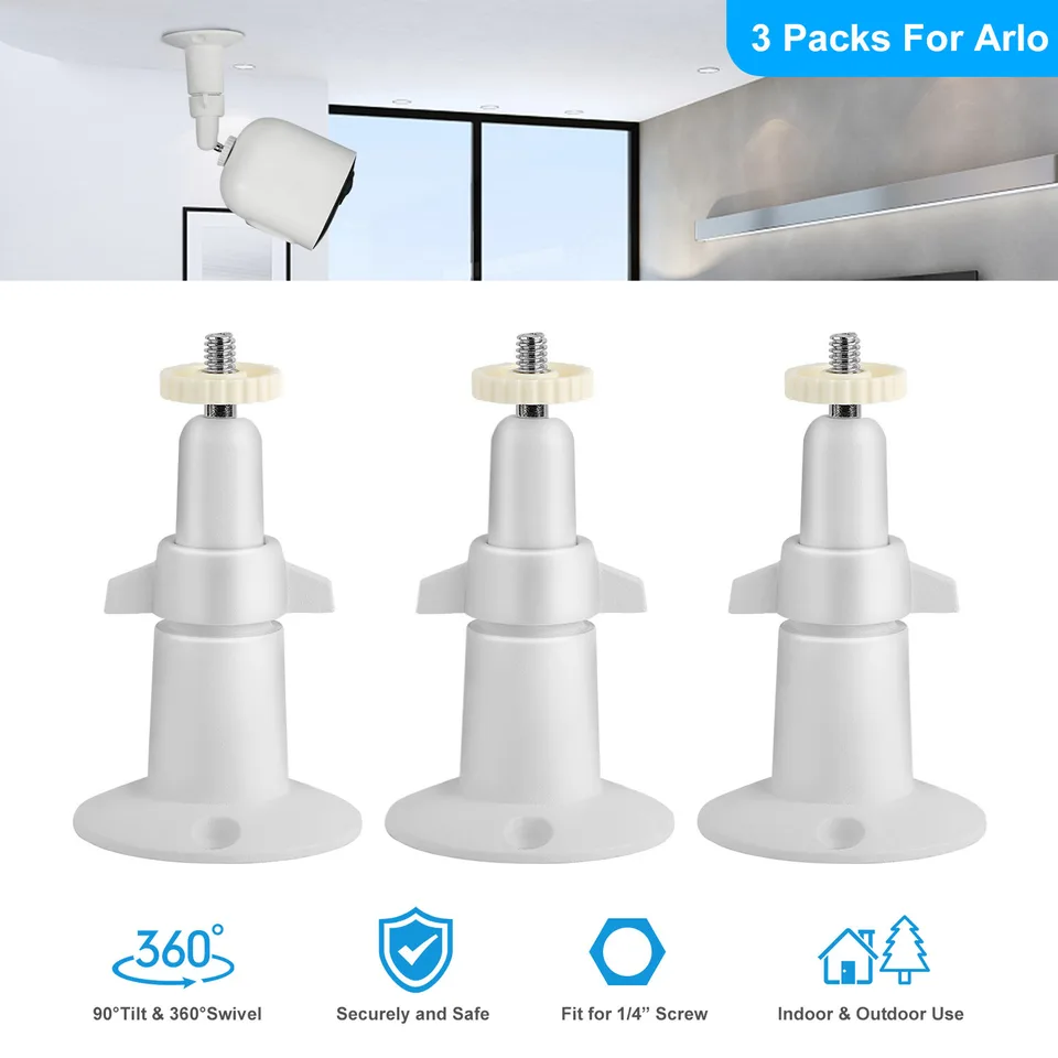3 Packs  Per Set Security Camera Wall Mount For Arlo 360 Degree Adjustable Camera Holder Garden Patio Screw Mount Universal Fit For  Imperial Standard Screw Interface No Camera view 4