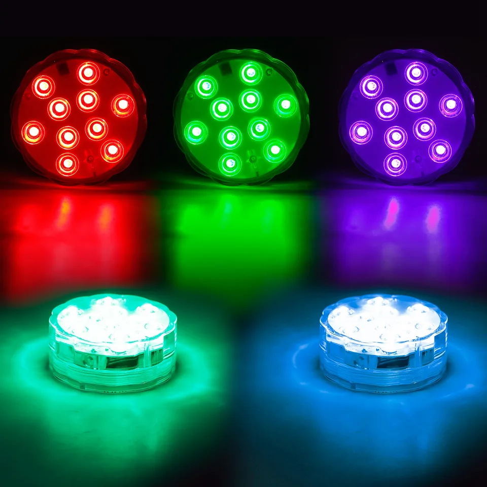 4 Pcs RGB Swimming Pool Lights With Remote Control IP68 Waterproof Battery Operated Submersible 16 Modes For Pond Bathtub Hot Tub Party view 3