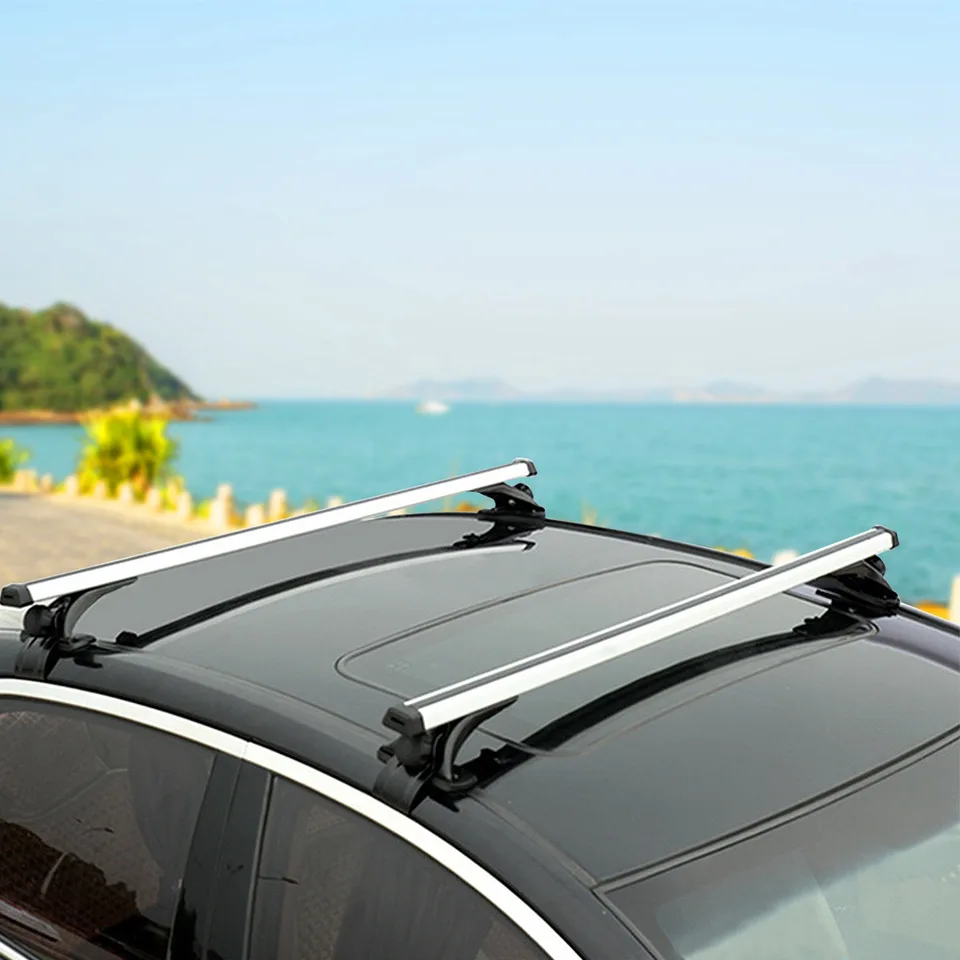 47.24in Universal Top Roof Rack Cross Bar Cargo Carrier Aluminum Crossbar Rack With 165LBS Capacity Fit For Most Vehicle Wagon Car Without Roof Side Rail view 2