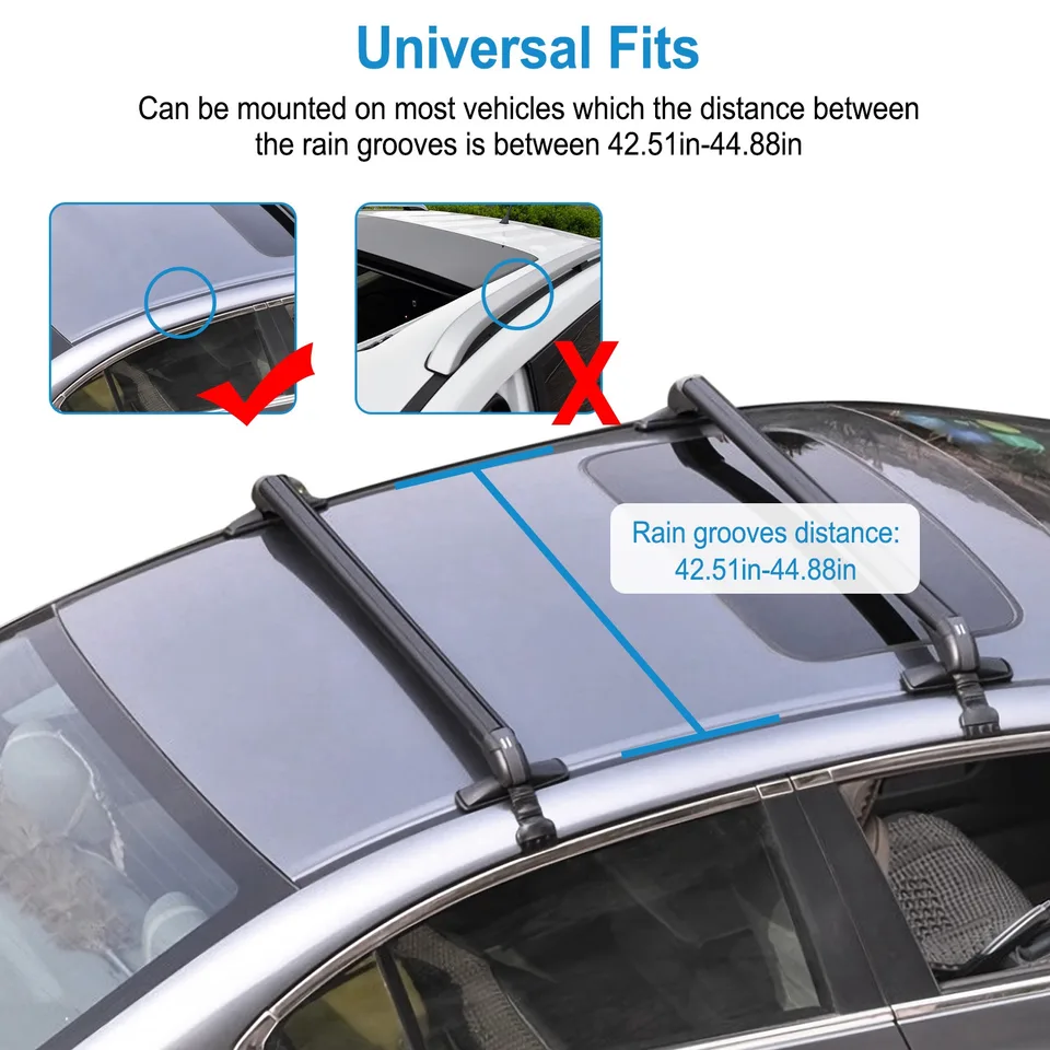 2PCS Universal 110cm 43-inch Car Roof Rack Cross Bar With Anti-Theft Lock Adjustable Window Frame For Bike Kayak Cargo Luggage view 3