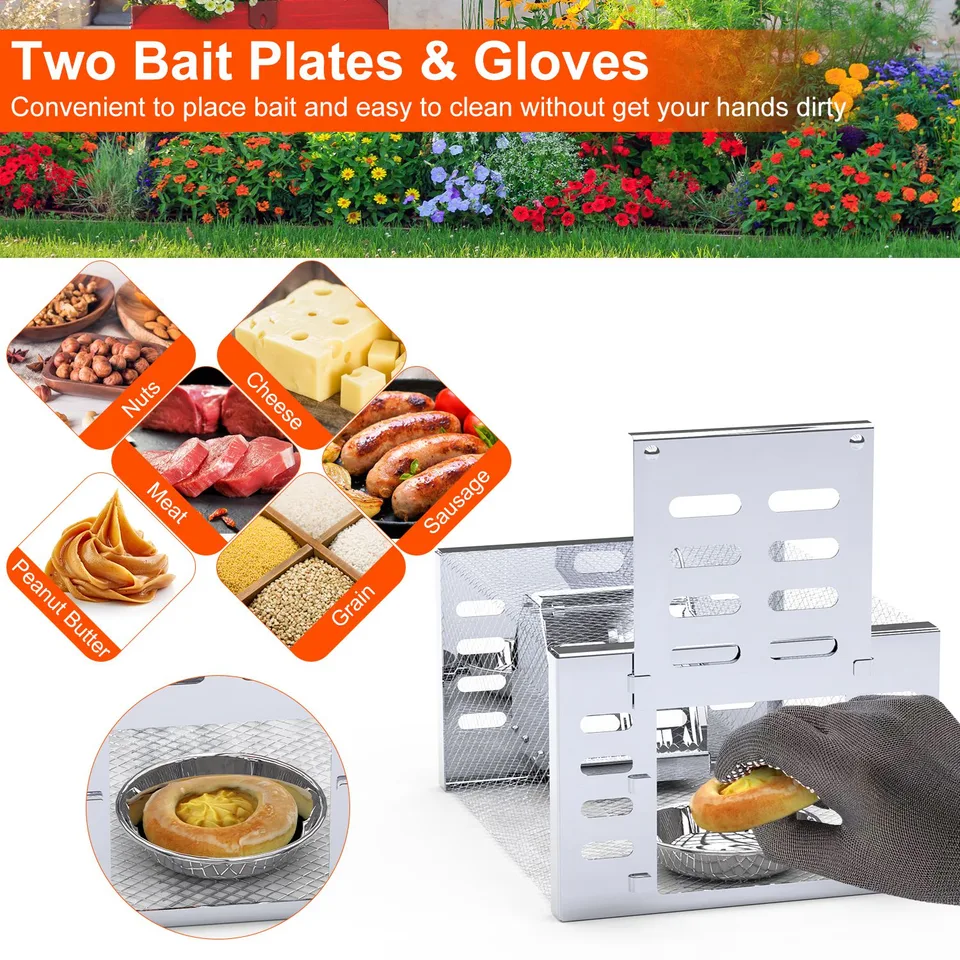 2 Pcs Humane Rat Trap Catch And Release Live Mouse Cage Traps With Automatic Continuous Cycle Trapping For Chipmunk Rodent Mouse Small view 3