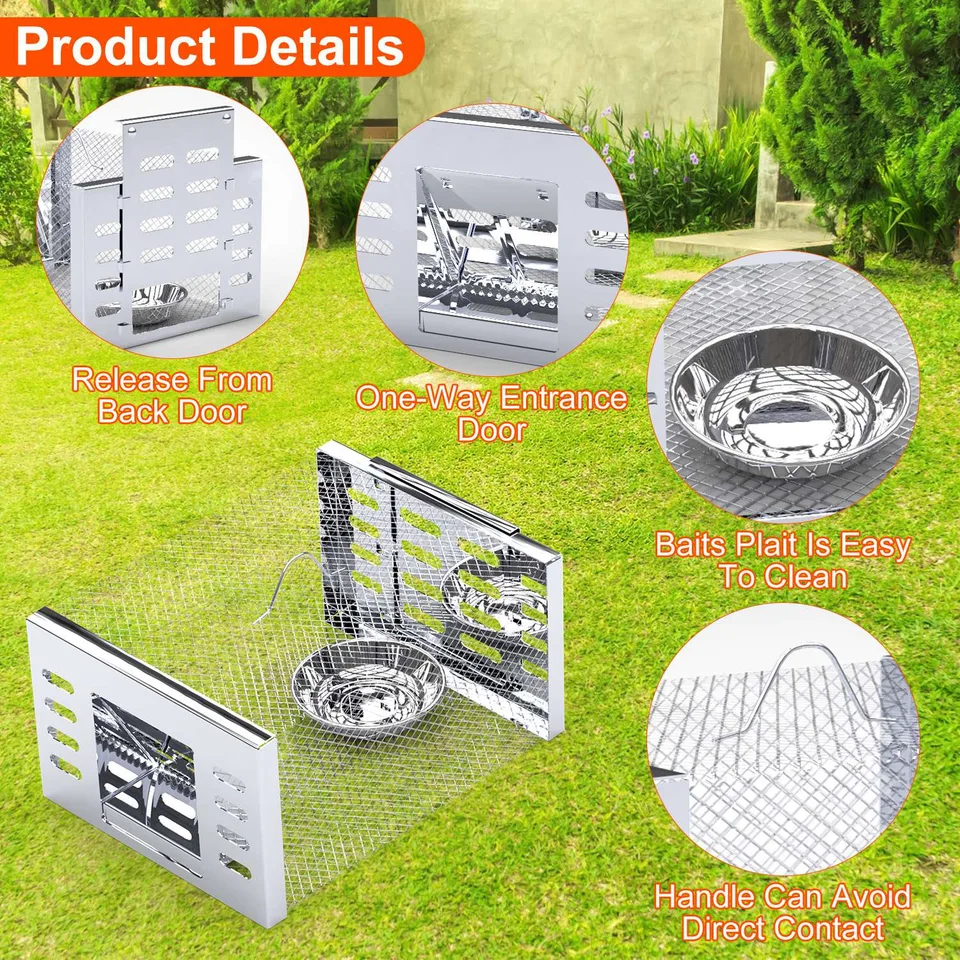 2 Pcs Humane Rat Trap Catch And Release Live Mouse Cage Traps With Automatic Continuous Cycle Trapping For Chipmunk Rodent Mouse Small view 4