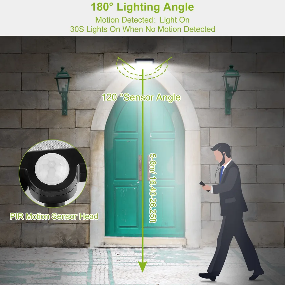 Solar Powered Wall Lights Outdoor Motion Sensor Lamp IP65 Waterproof Dusk To Dawn Sensor Light For Front Door Deck view 3