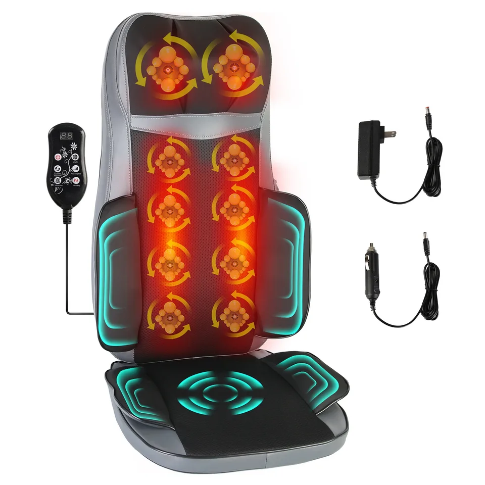 1Pc Shiatsu Full Body Massage Chair For Father's Day Gift Pad With Heat 3D Kneading For Home Car Driver Seat Fedex Shipping
