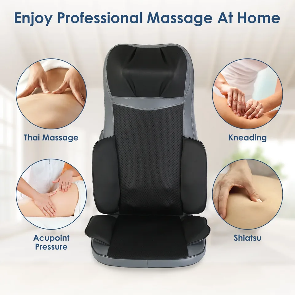 1 Pc Shiatsu Full Body Massage Chair For Father's Day Gift Pad With Heat 3D Kneading For Home Car Driver Seat Fedex Shipping view 3