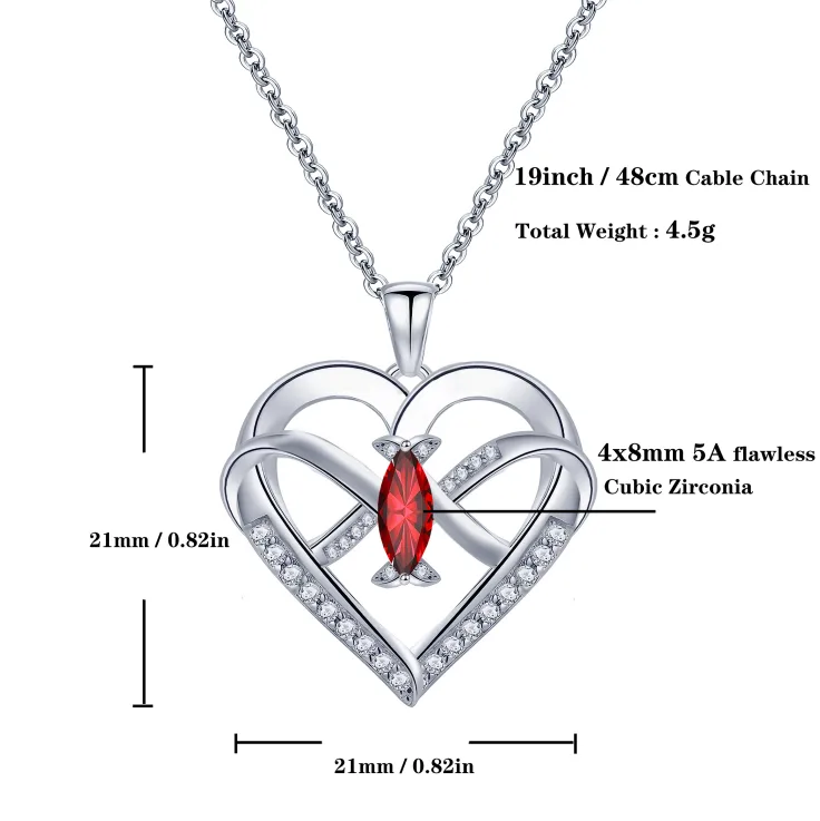 Emma Manor Heart Pendant Necklace 14k White Gold Plated 5A Cubic Zirconia Infinity Butterfly Jewelry For Women view 3