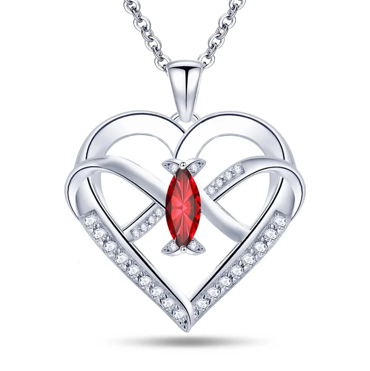 Emma Manor Heart Pendant Necklace 14k White Gold Plated 5A Cubic Zirconia Infinity Butterfly Jewelry For Women view 4