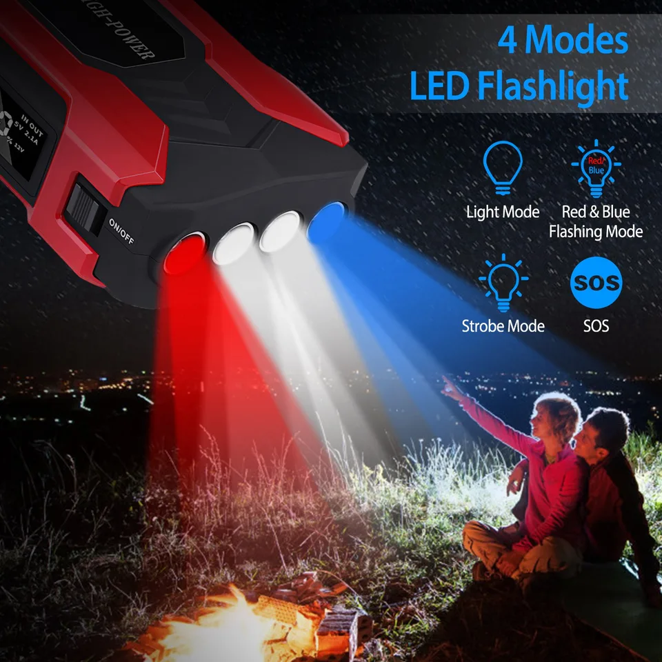 Ansicht 18 von Car Jump Starter Booster 800A Peak 28000m Ah 12V Battery Charger Up To 6.0L Gas Or 3.0L Diesel Engine With LCD Screen 4 Modes LED Flashlight