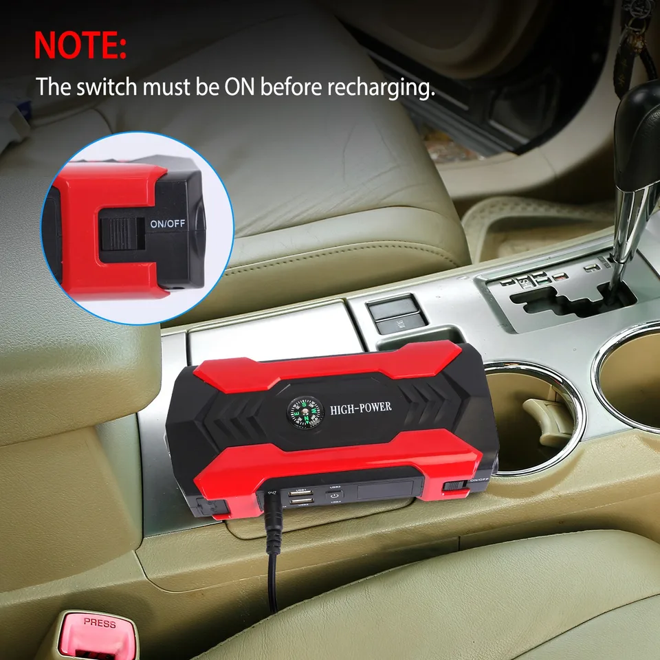 Ansicht 11 von Car Jump Starter Booster 800A Peak 28000m Ah 12V Battery Charger Up To 6.0L Gas Or 3.0L Diesel Engine With LCD Screen 4 Modes LED Flashlight