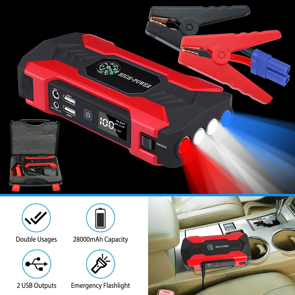 Ansicht 12 von Car Jump Starter Booster 800A Peak 28000m Ah 12V Battery Charger Up To 6.0L Gas Or 3.0L Diesel Engine With LCD Screen 4 Modes LED Flashlight