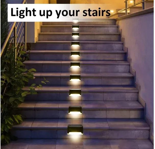 8 Pack New Solar Deck Lights Outdoor Waterproof LED Steps Lamps For Stairs Fence view 4