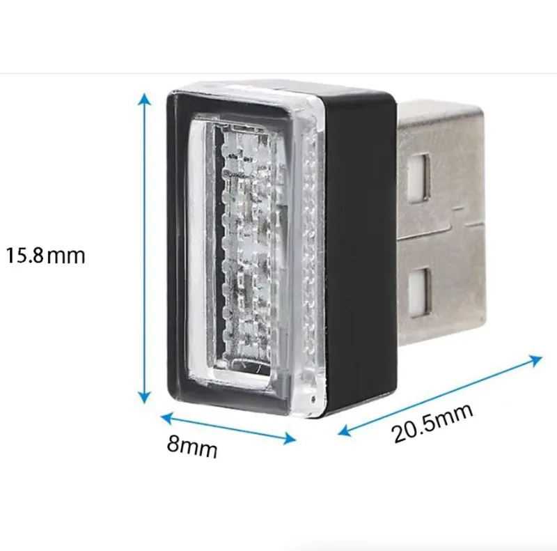 3x Mini Blue LED USB Car Interior Light Neon Atmosphere Ambient Lamp Accessories view 2