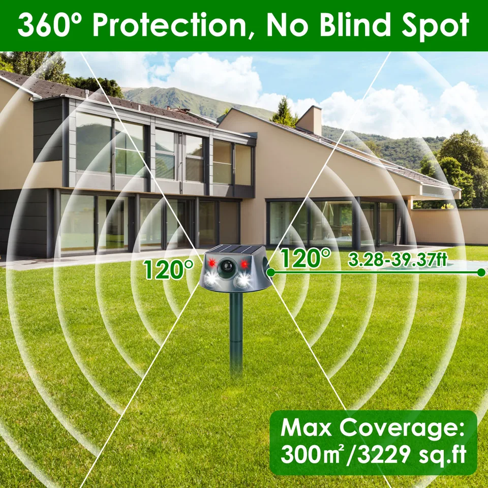 1 Pc Ultrasonic Solar Animal Repeller Outdoor Mole Snake Squirrel Repellent Waterproof With 3 Modes Motion Sensor Vibration Stake For Farm view 2