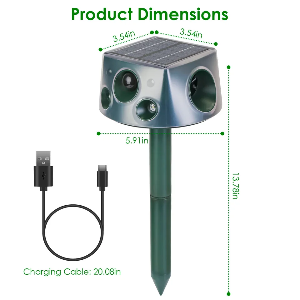 1 Pc Ultrasonic Solar Animal Repeller Outdoor Mole Snake Squirrel Repellent Waterproof With 3 Modes Motion Sensor Vibration Stake For Farm view 4