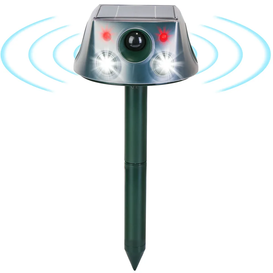 1Pc Ultrasonic Solar Animal Repeller Outdoor  Mole Snake Squirrel Repellent Waterproof With 3 Modes Motion Sensor Vibration Stake For Farm Garden Yard