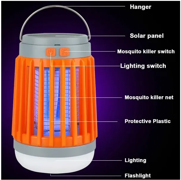 Solar USB Mosquito Killer Light Electronic Fly Bug Insect Zapper Trap Pest Lamp view 4