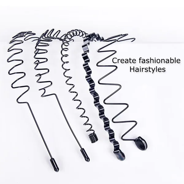 6Pcs Metal Hair Headband Wave Style Hoop Band Comb Sports Hairband Men Women US view 2