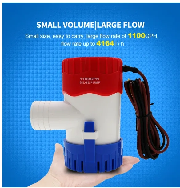 1100GPH 12V Electric Marine Submersible Bilge Sump Water For Boat 3 4 Hose view 3