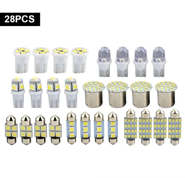 28pcs Car Interior White Combo LED Map Dome Door Trunk License Plate Light Bulbs view 4