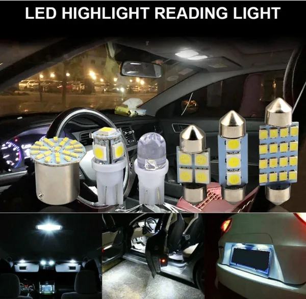 28pcs Car Interior White Combo LED Map Dome Door Trunk License Plate Light Bulbs view 3
