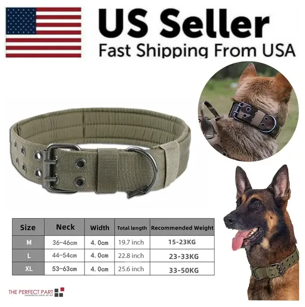 Wide Tactical Heavy Duty Nylon Large Dog Collar K9 Military With Metal Buckle view 4