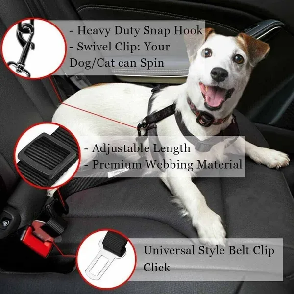 2 Pack Cat DOG PET Safety Seatbelt Car Vehicle Seat Belt Adjustable Harness Lead view 3