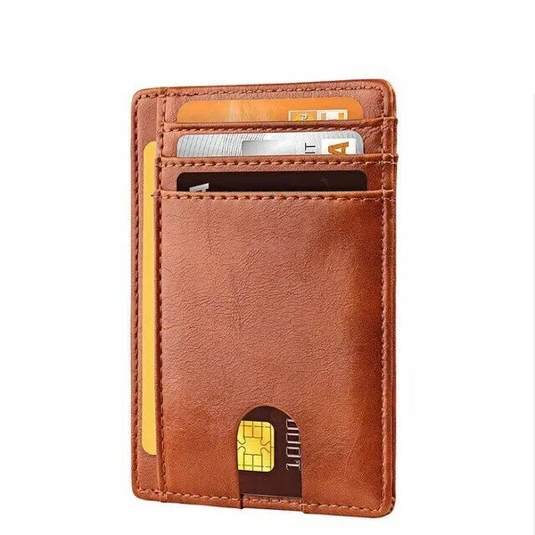 Mens Leather Slim Wallet Credit Card Holder RFID Blocking Pocket ID Money PU USA view 4