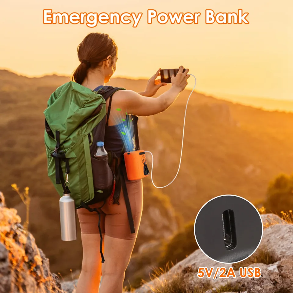 1Pc 5 In 1 Portable Waist Clip Fan With 5 Speeds Flashlight 1WmAh Battery Operated Personal Wearable Turbo Belt Fan Hands-Free Neck Fan For Camping Travel Job Site view 4
