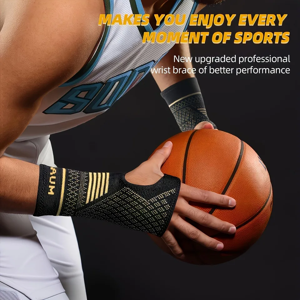 1 Pair Copper Wrist Compression Sleeves Support Brace Unisex For Sports Fitness Workouts Typing Breathable Hand Protection view 2