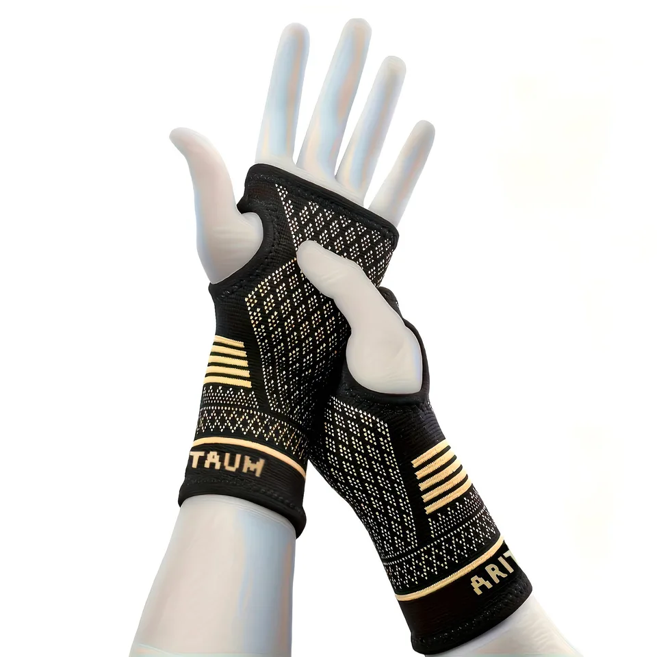 1 Pair Copper Wrist Compression Sleeves Support Brace Unisex For Sports Fitness Workouts Typing Breathable Hand Protection view 4