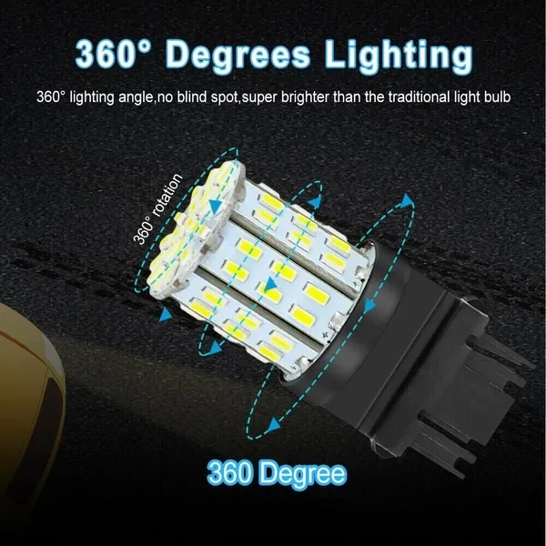 4X 3157 3156 64SMD LED Reverse Tail Brake Turn Signal DRL Light Bulb 6000K White view 3
