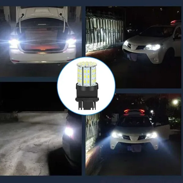 4X 3157 3156 64SMD LED Reverse Tail Brake Turn Signal DRL Light Bulb 6000K White view 2