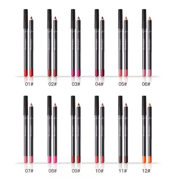 12Pcs Women Waterproof Lipstick Long Lasting Matte Lip Liner Pencil Lip Pen Set view 3
