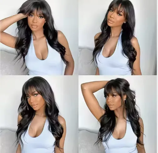 Pre Everything Glueless 13x5 Body Wave Lace Front Wig With Bangs Hd Pre Cut Lace Human Hair Wig For Black Women view 4