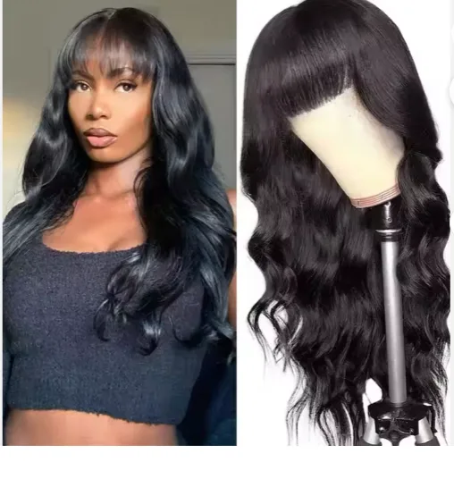 Pre Everything Glueless 13x5 Body Wave Lace Front Wig With Bangs Hd Pre Cut Lace Human Hair Wig For Black Women view 3