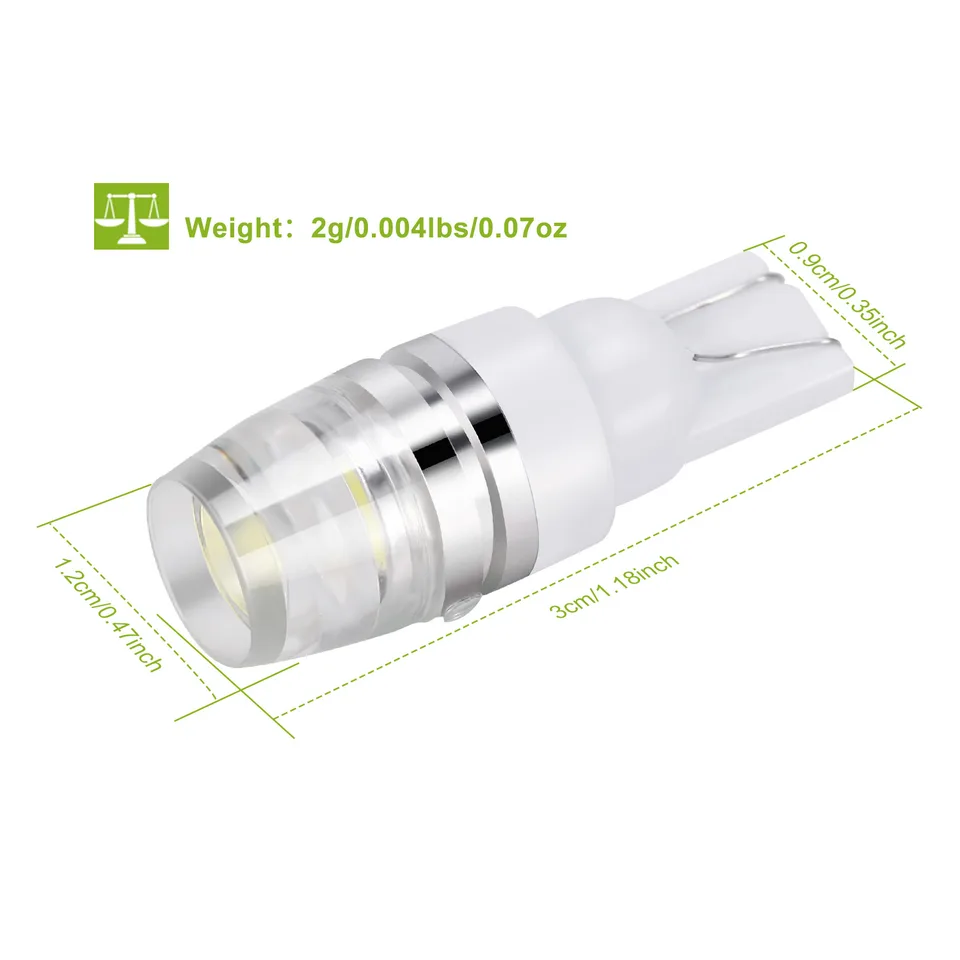 10PCS T10 LED Bulbs 194 LED Lights 12V 1W 5730 Xenon White Wedge Base LED Replacement Bulbs For License Plate Parking Position Interior view 2
