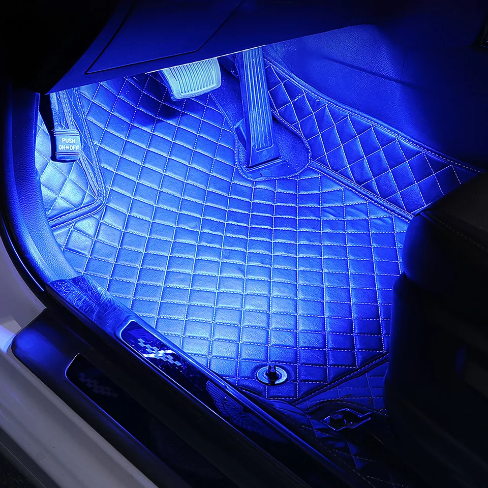 4Pcs Car Interior LED Atmosphere Light Car Charge Decorative Lamp DC 12V Blue Light view 4