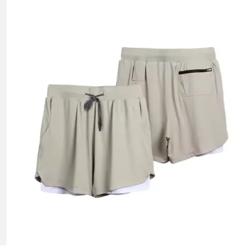 Gym Clothing Men Quick Dry 2 In 1 Gym Shorts Men Polyester Spandex Breathable Shorts Men Liner Running Fitness Shorts view 2