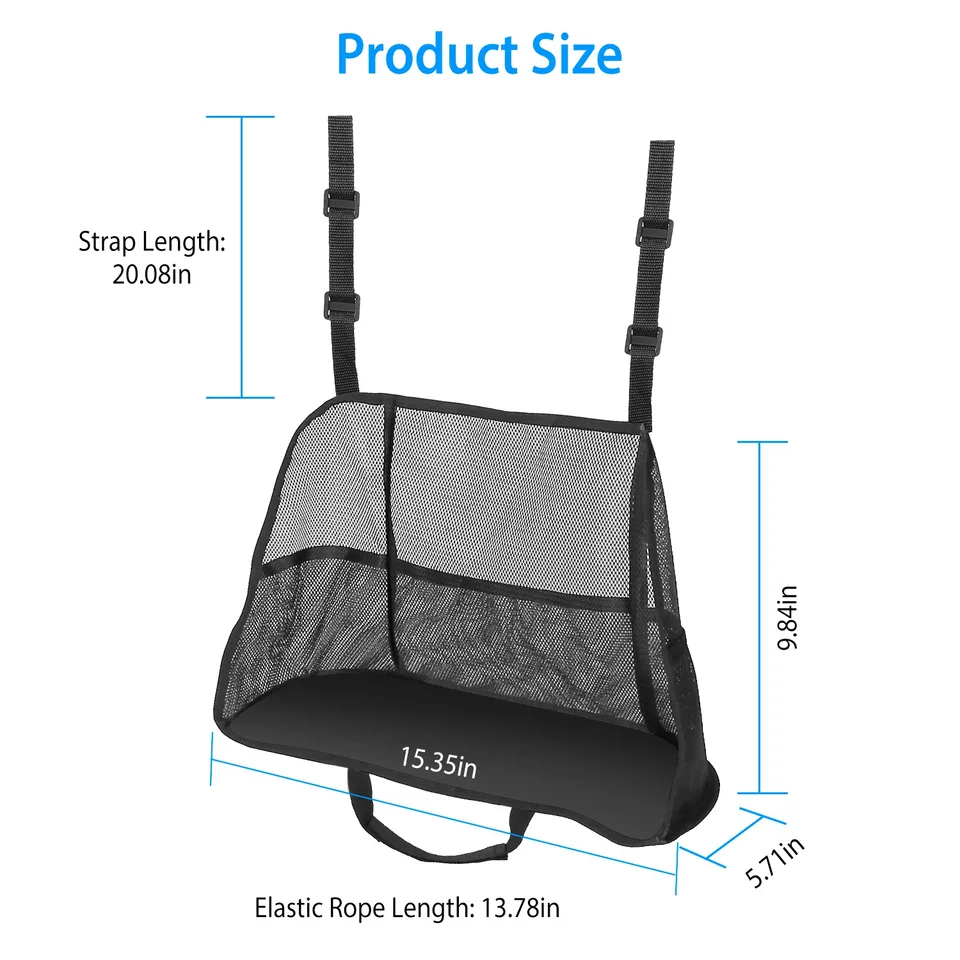 1Pc Car Net Pocket Handbag Holder Car Storage Netting Pouch Seat Side Storage Mesh Organizers Bag For Purse Phone Documents Barrier Pets Kids At Backseat view 3