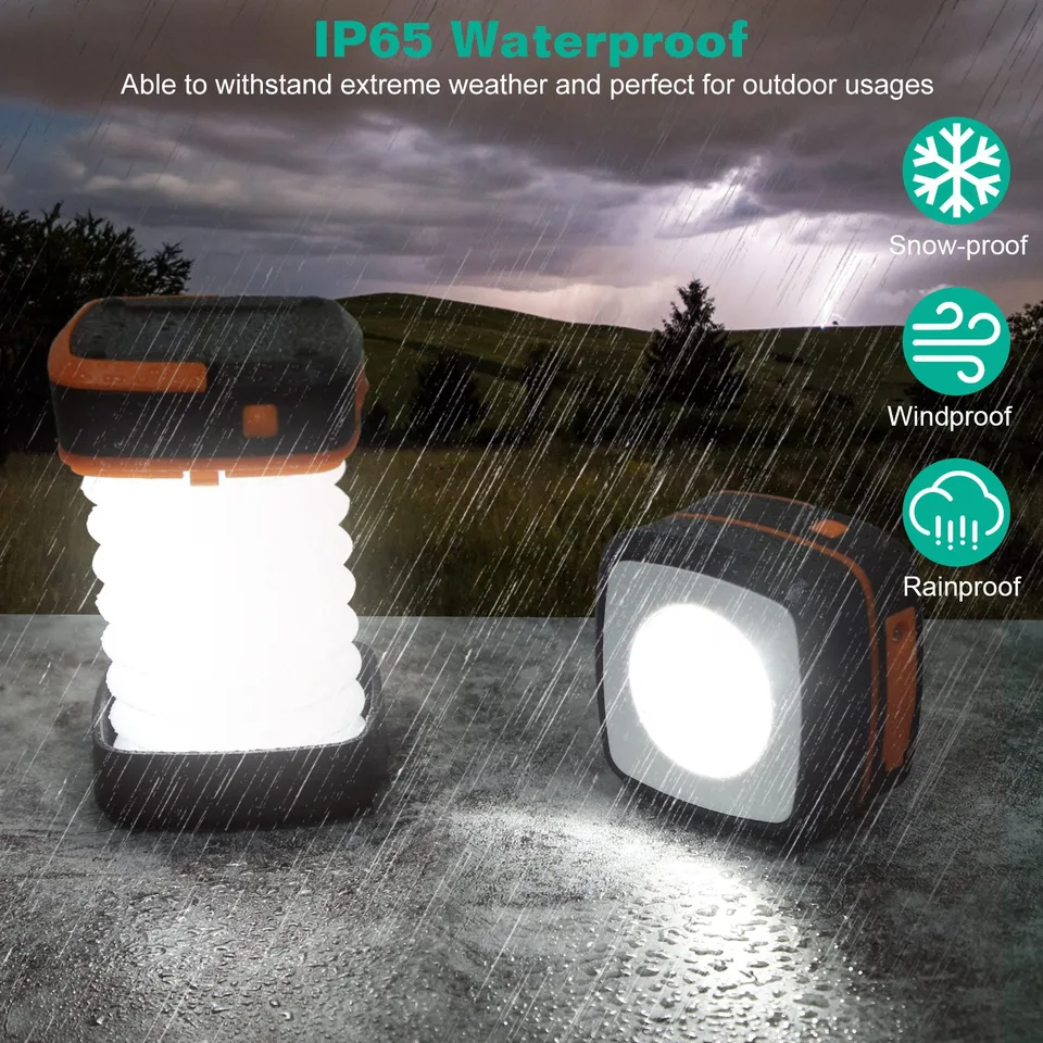 Solar Camping Lantern LED Collapsible Tent Lamp USB Rechargeable Portable Emergency Camping Light For Hiking Fishing Outdoor view 4