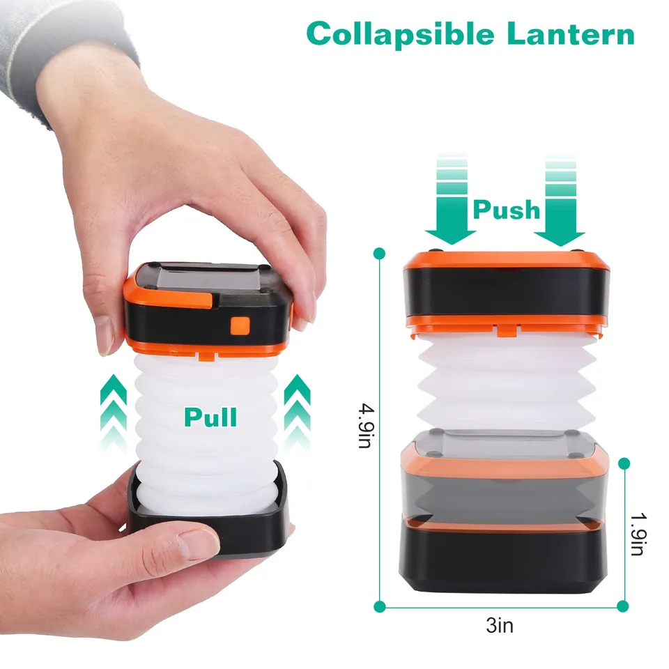 Solar Camping Lantern LED Collapsible Tent Lamp USB Rechargeable Portable Emergency Camping Light For Hiking Fishing Outdoor view 3