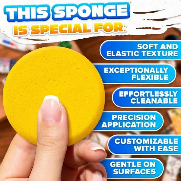 12 Pcs Pottery Sponges For Clay 2.8 X1 Inch Pottery Sponge For Painting Car Waxing Washing Dishes & Ceramic Care Tack Sponges For Cleaning view 3