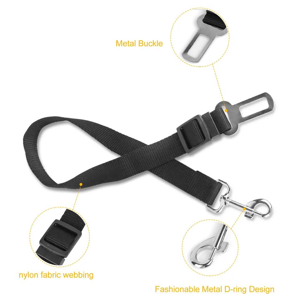 2 Pcs Pet Dog Seat Belt Leash Adjustable Pet Dog Cat Safety Leads Harness Car Vehicle Nylon Fabric Seatbelt Strap view 2